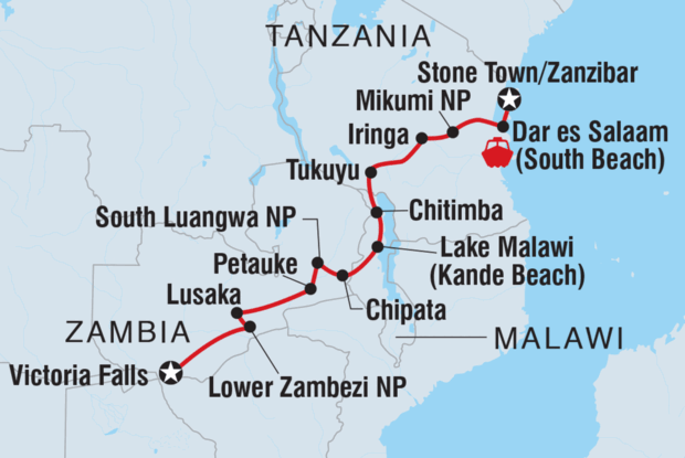 Victoria Falls to Stone Town