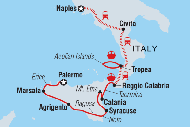 Highlights of Calabria, Mount Etna & Sicily