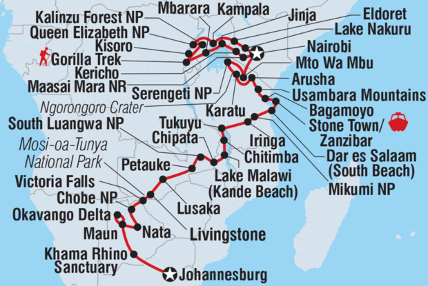 Johannesburg to Gorillas Johannesburg to Gorillas