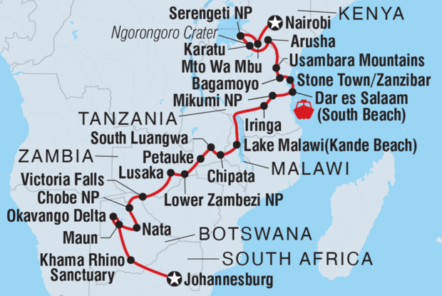 Johannesburg to Kenya