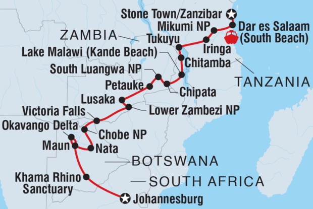 Johannesburg to Zanzibar