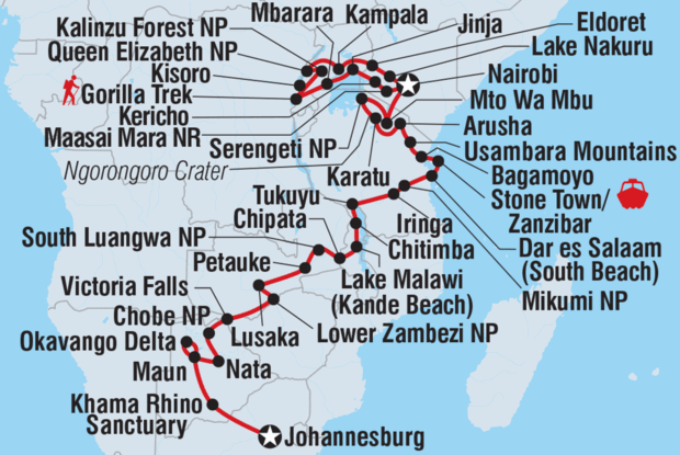 Johannesburg to Gorillas Johannesburg to Gorillas