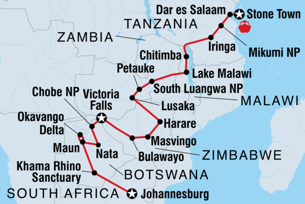 Johannesburg to Zanzibar